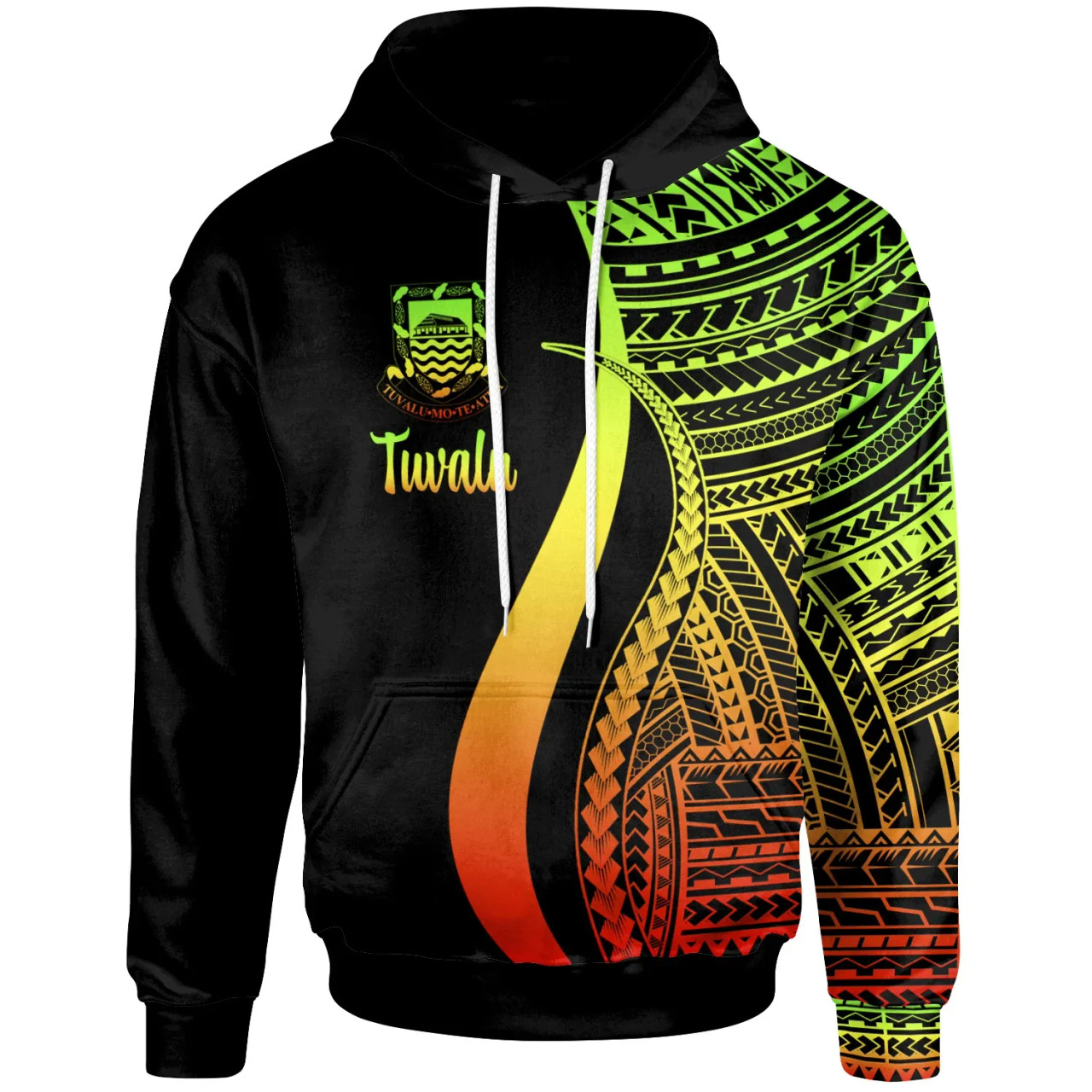 Tuvalu Hoodie Reggae - Tentacle Tribal Pattern