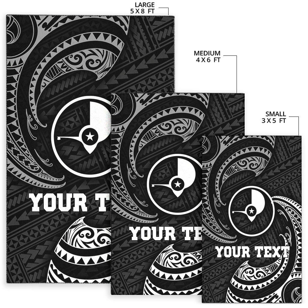 Yap Micronesia Custom Personalised Area Rug - White Tribal Wave Polynesian 5