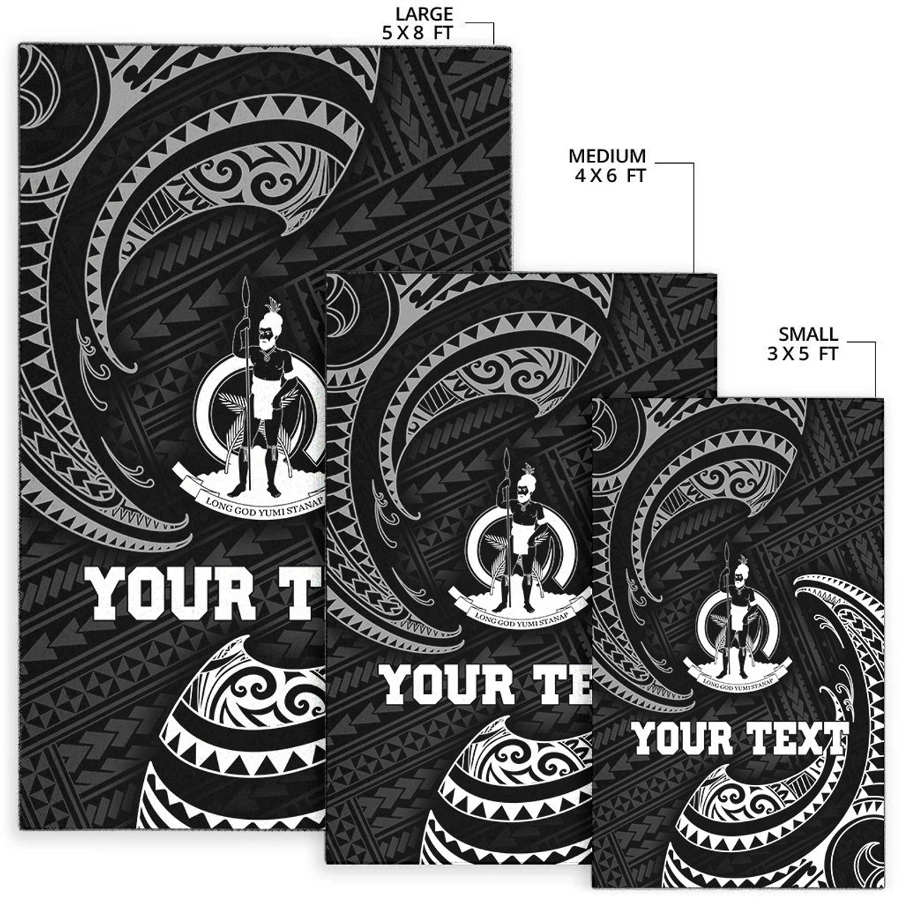 vanuatu Polynesian Custom Personalised Area Rug - White Tribal Wave Polynesian 5
