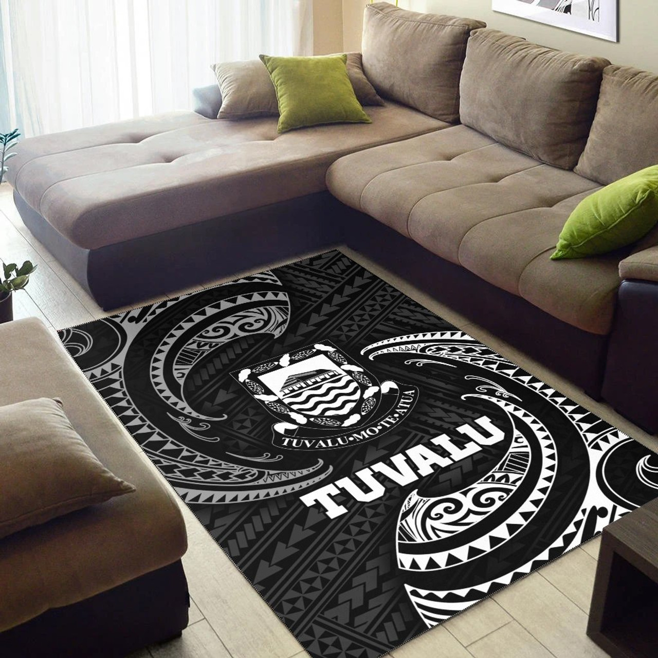 Tuvalu Polynesian Area Rug - White Tribal Wave Polynesian 3