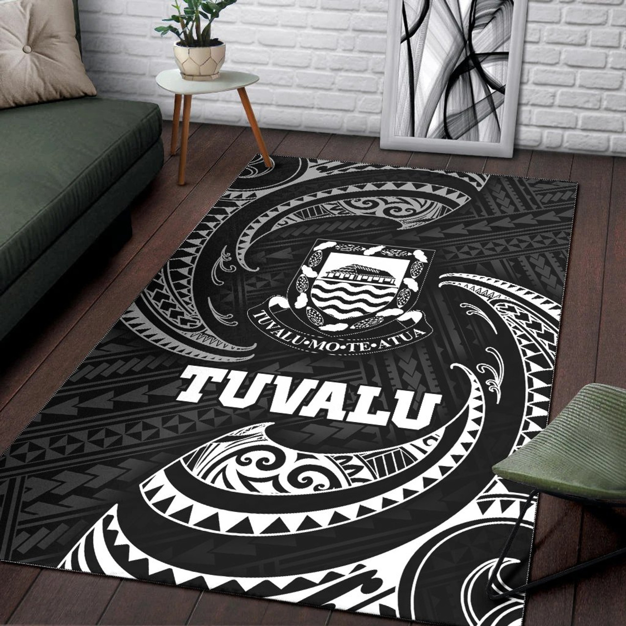 Tuvalu Polynesian Area Rug - White Tribal Wave Polynesian 4