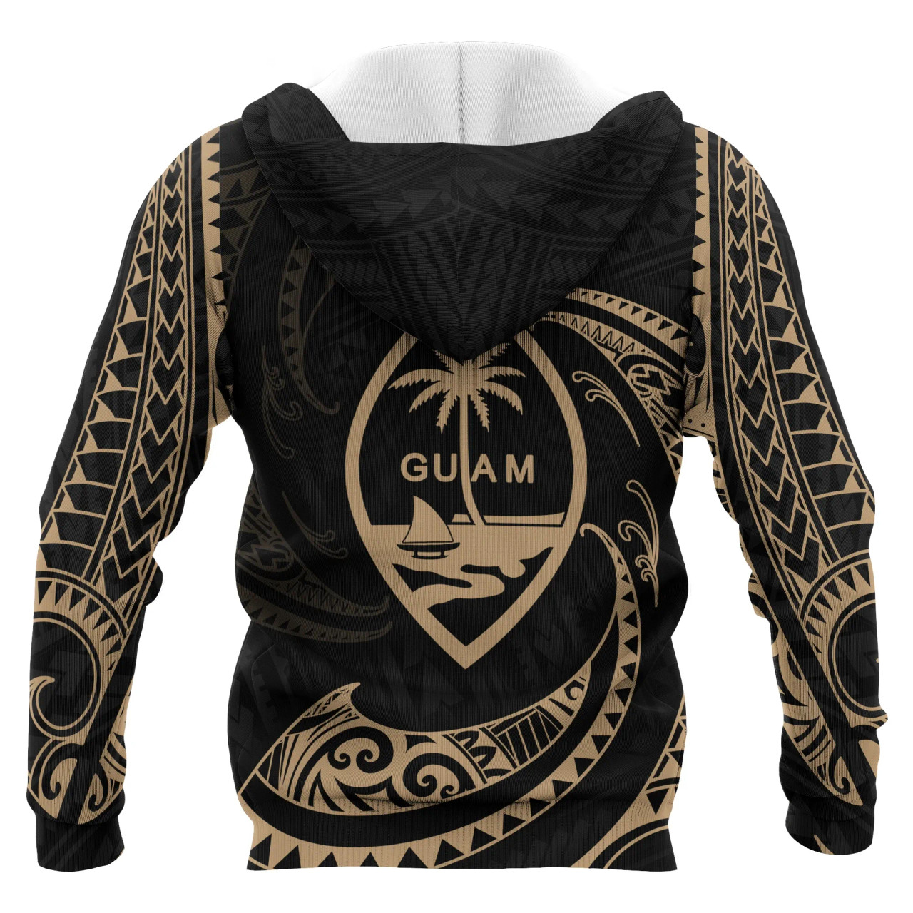 Guam Polynesian Hoodie - Gold Tribal Wave