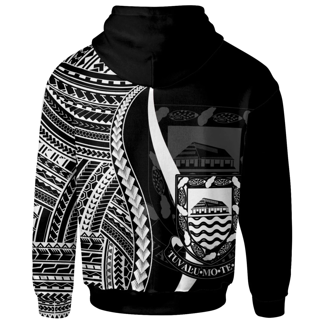 Tuvalu Hoodie White - Tentacle Tribal Pattern