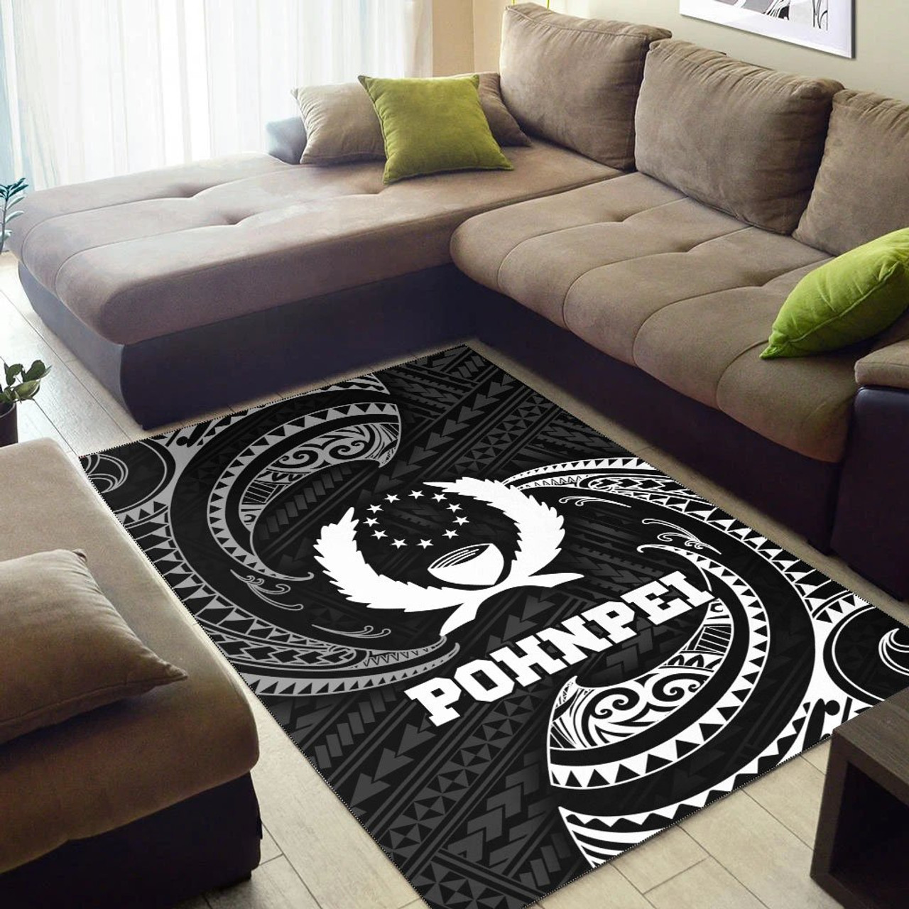 Pohnpei Micronesia Area Rug - White Tribal Wave Polynesian 3