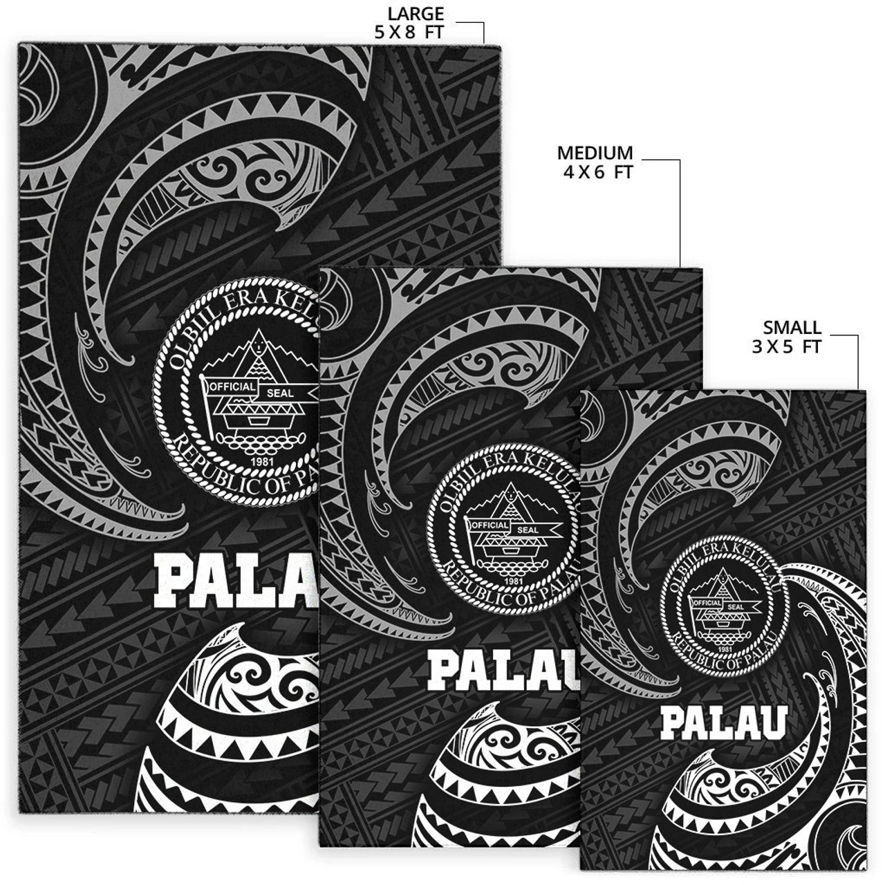 Palau Polynesian Area Rug - White Tribal Wave Polynesian 2