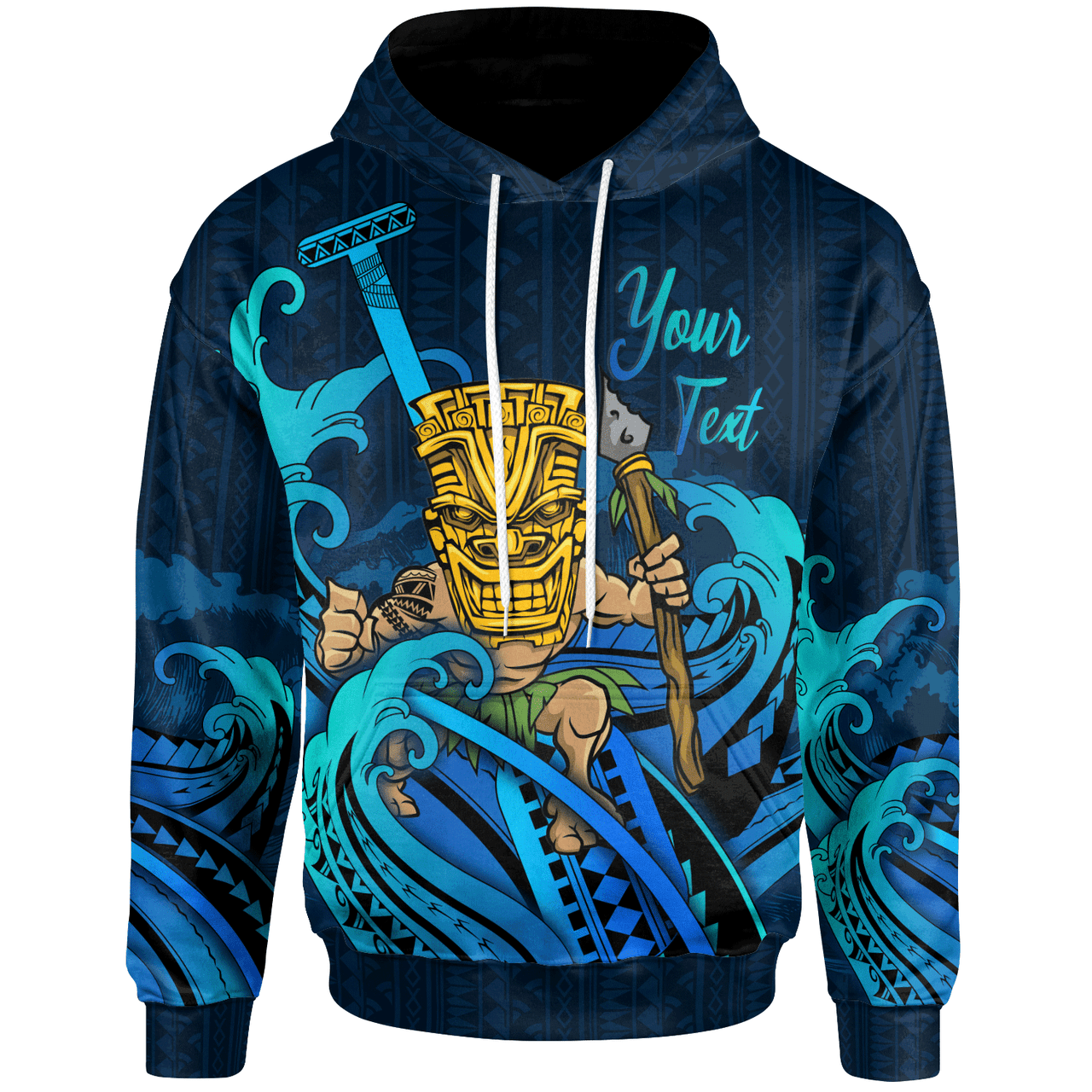 Wallis and Futuna Personalised Custom Hoodie - Tiki And Waves