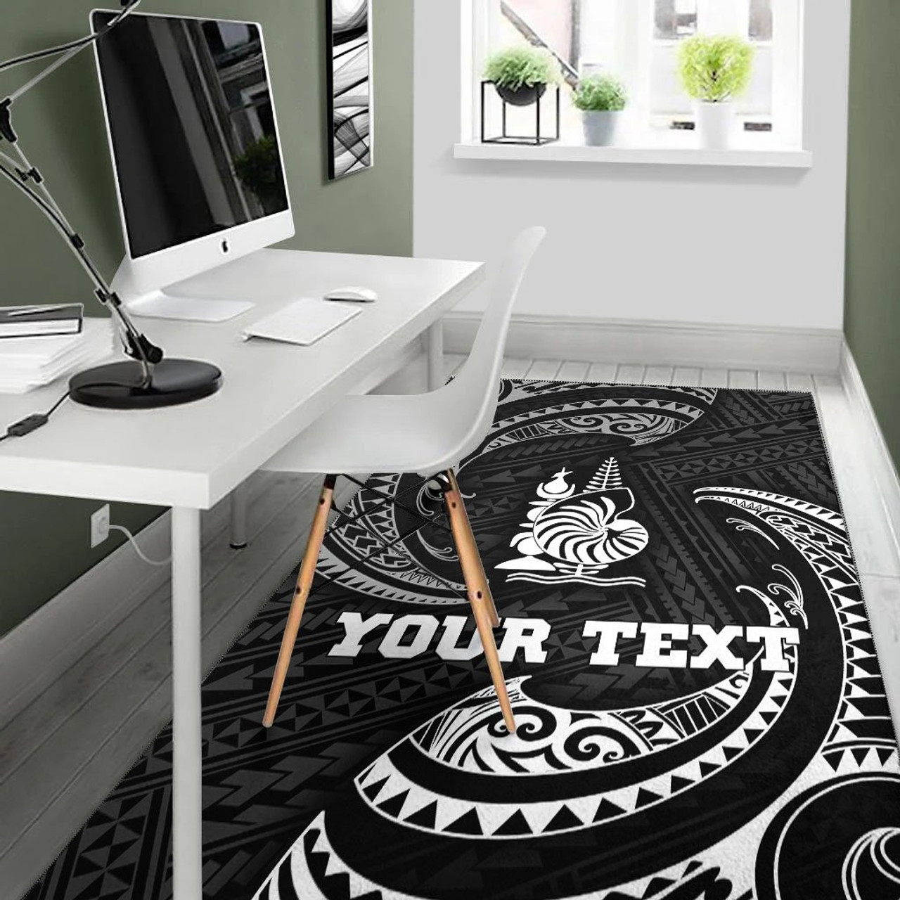 New Caledonia Polynesian Custom Personalised Area Rug - White Tribal Wave Polynesian 2