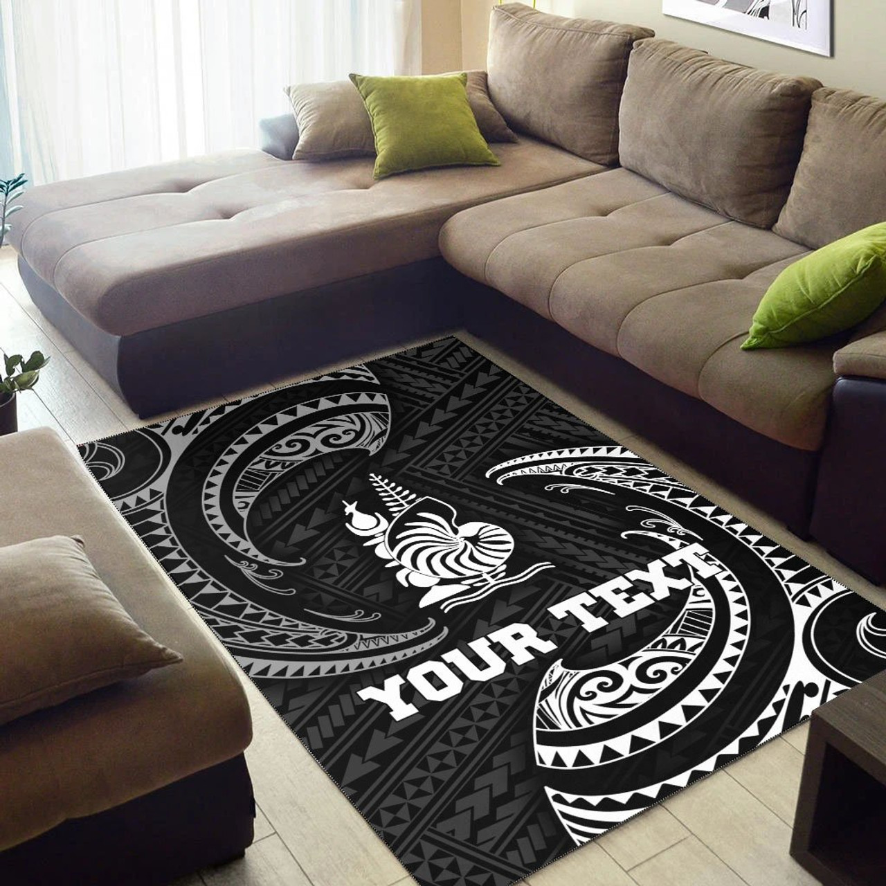 New Caledonia Polynesian Custom Personalised Area Rug - White Tribal Wave Polynesian 3