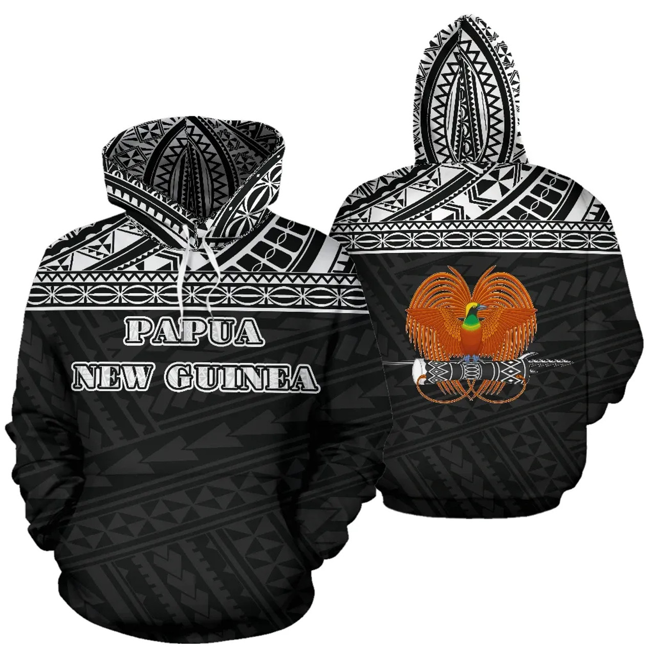 Papua New Guinea All Over Hoodie - Polynesian Black Version