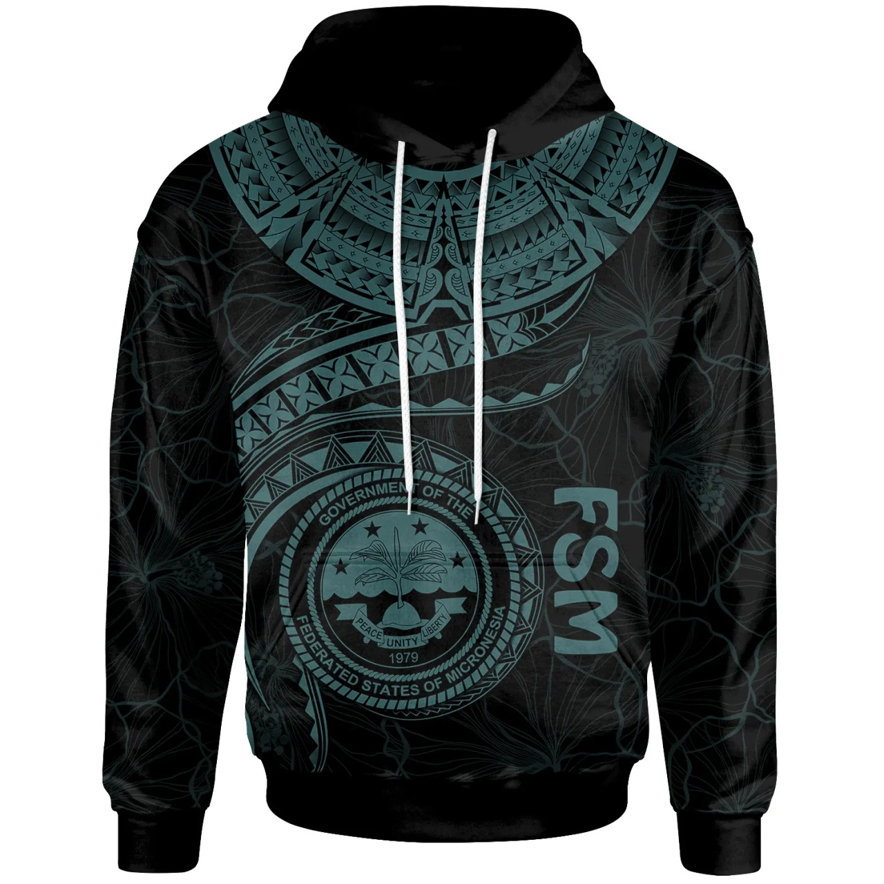 Federated States of Micronesia Polynesian Hoodie - FSM Waves (Turquoise)
