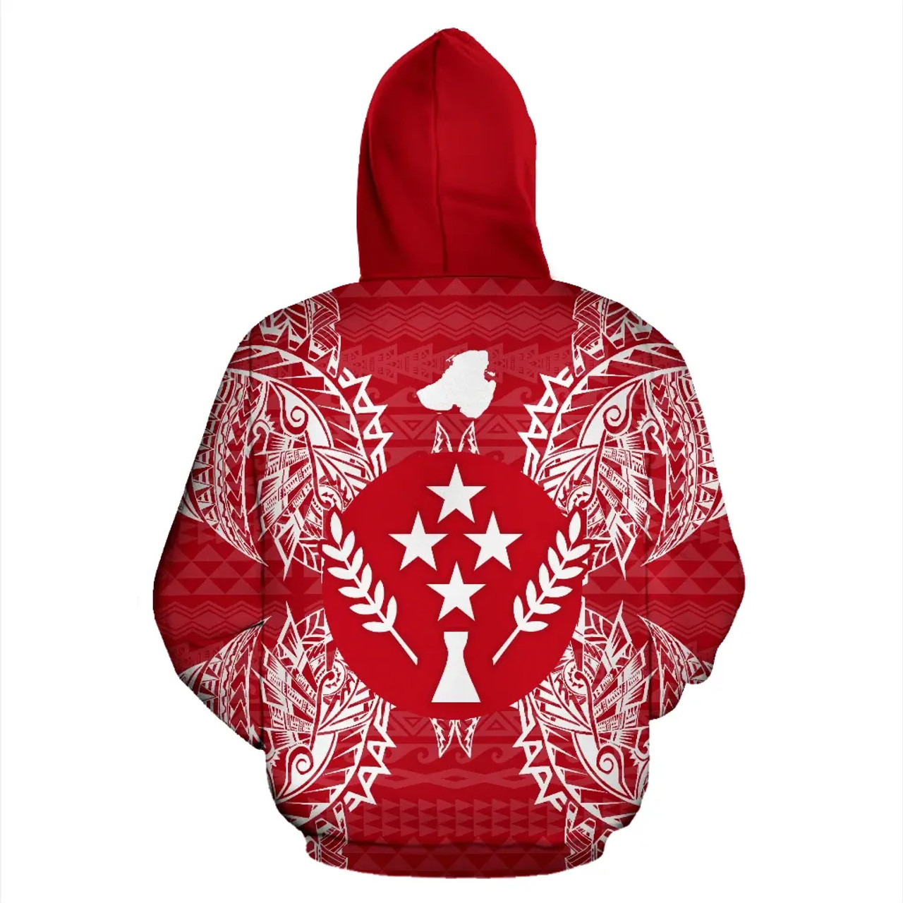 Kosrae Polynesian All Over Hoodie Map Red White