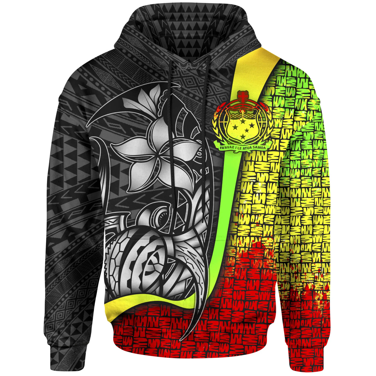 Samoa Polynesian Hoodie Reggae - Turtle with Hook