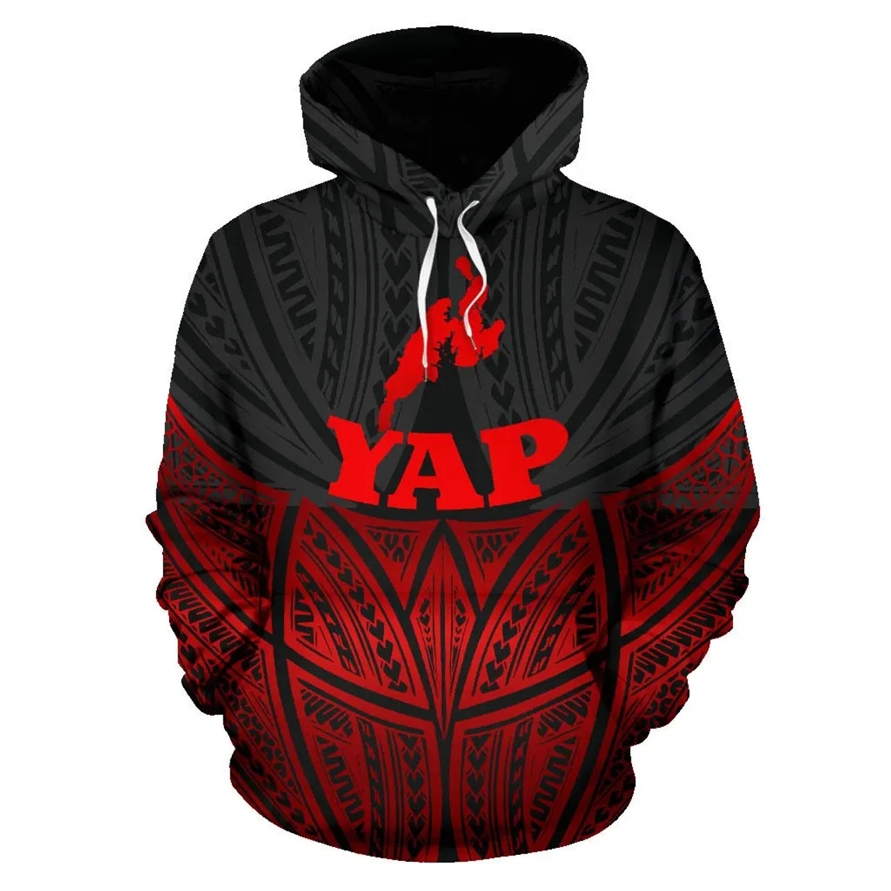 Yap Polynesian Hoodie Red Black Pride Map nd Seal