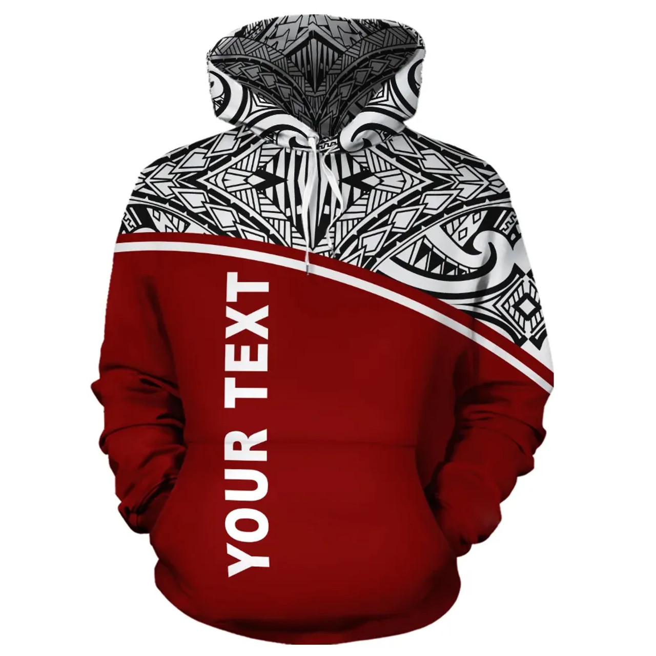 Vanuatu Polynesian Personalised Custom Hoodie - Red Curve