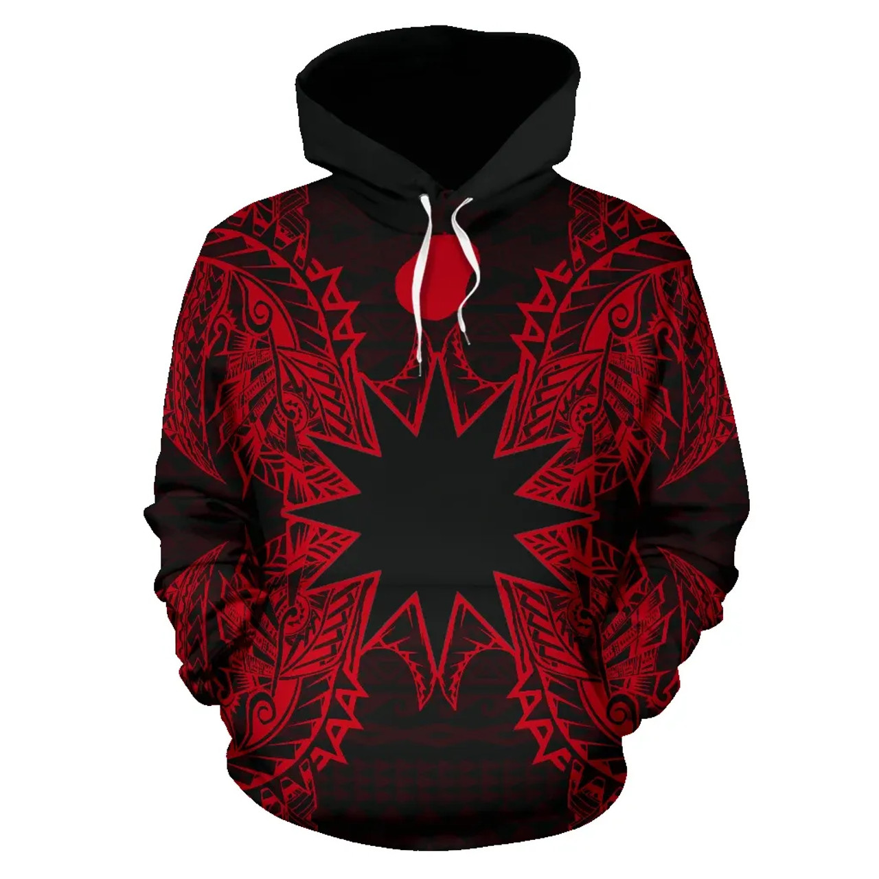 Nauru Polynesian All Over Hoodie Map Red