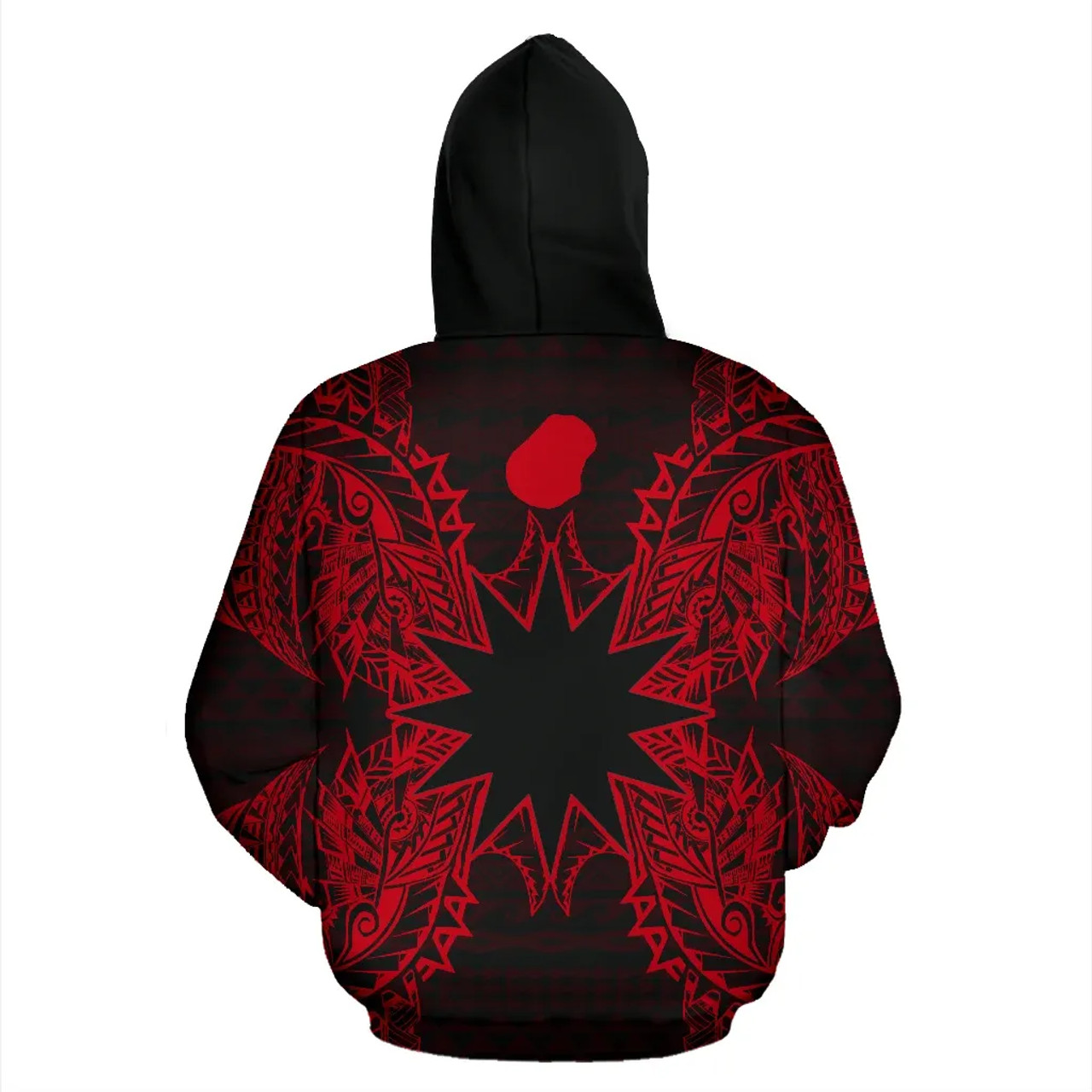 Nauru Polynesian All Over Hoodie Map Red