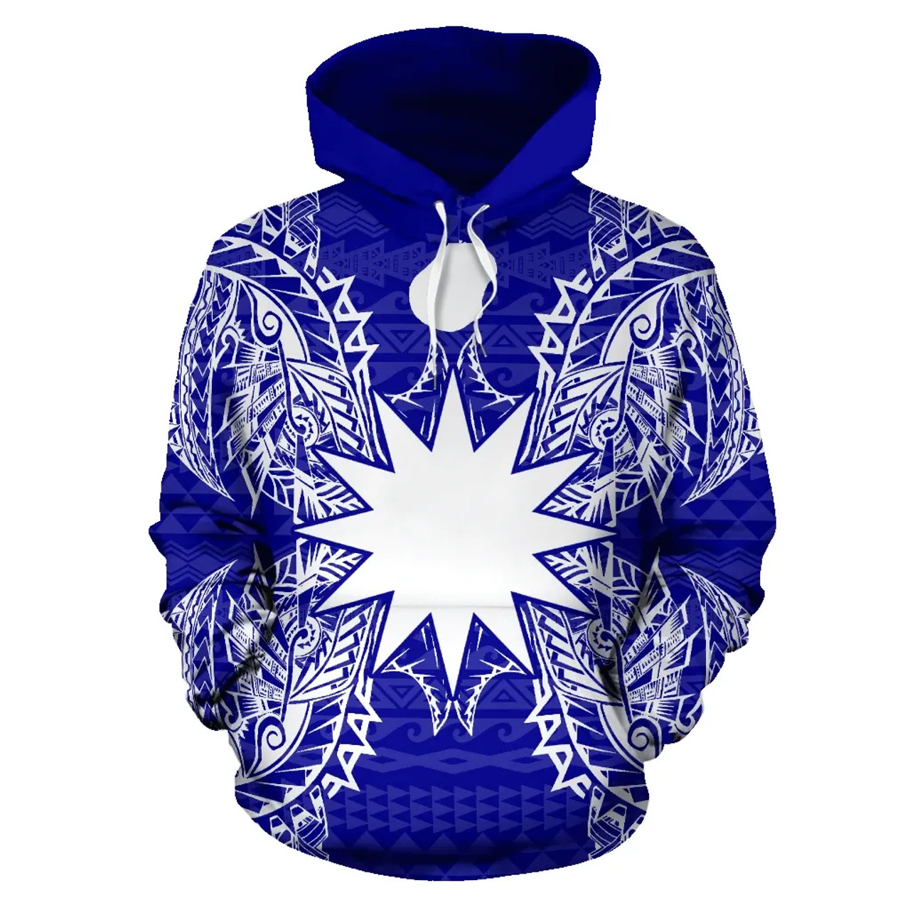 Nauru Polynesian All Over Hoodie Map Blue