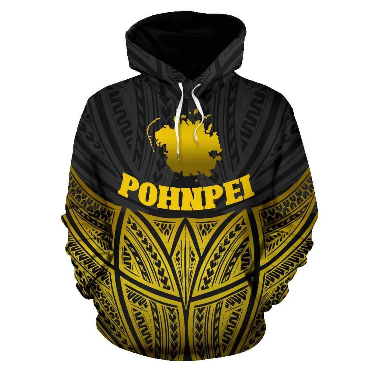 Pohnpei Polynesian Hoodie Gold Pride Map nd Seal