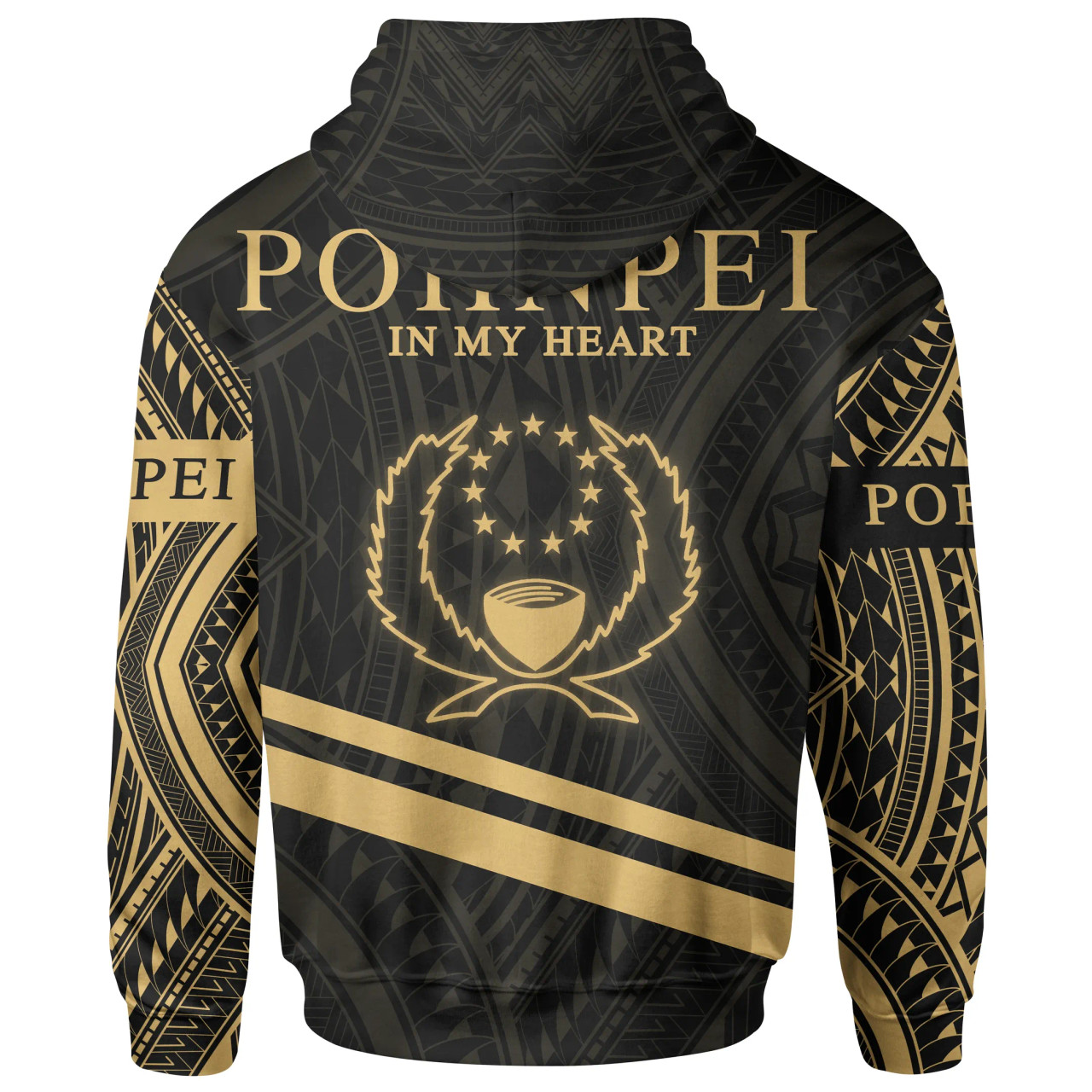 Pohnpei State Hoodie - In My Heart Style Gold Polynesian Patterns