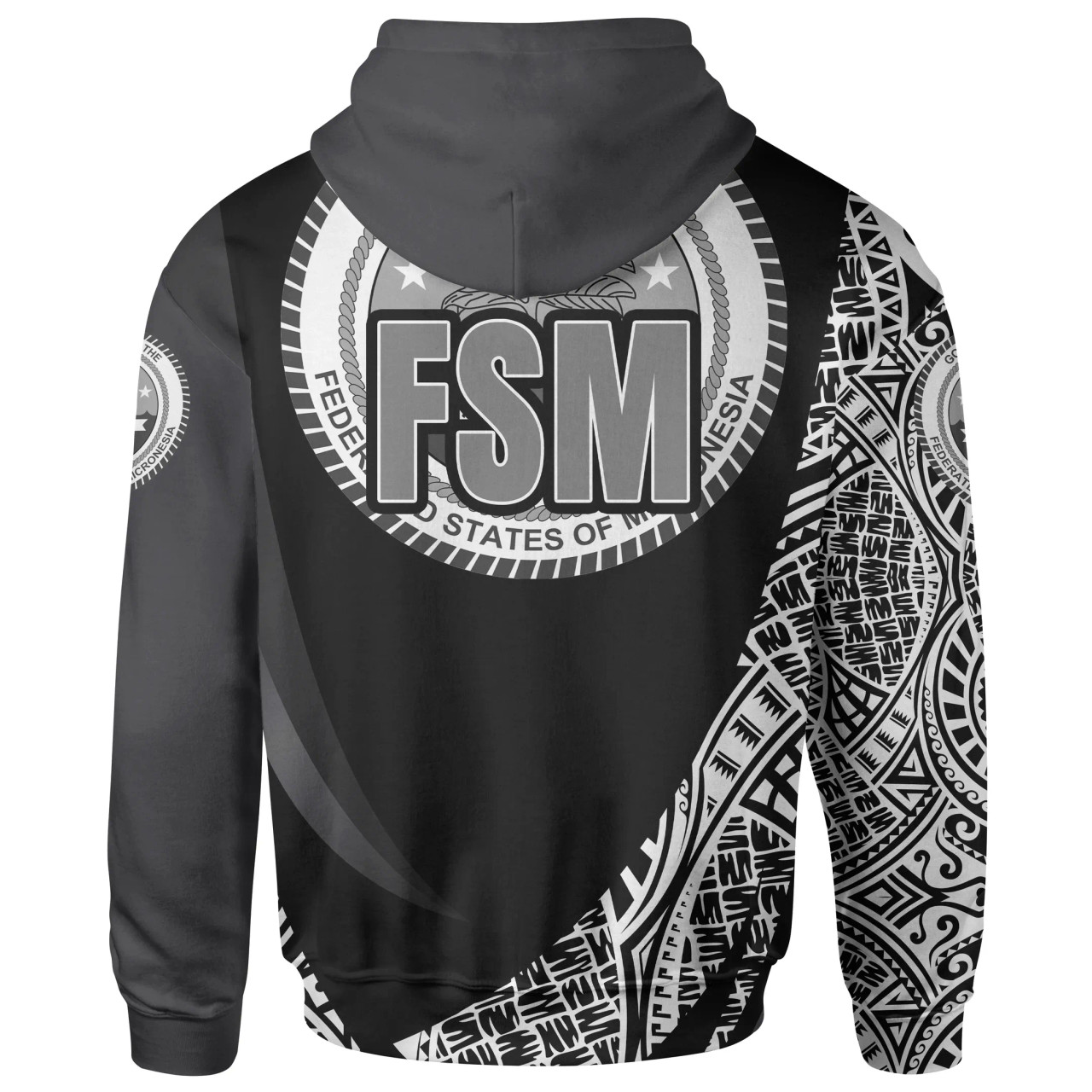 Federated States of Micronesia Hoodie - White Polynesian Patterns Sport Style