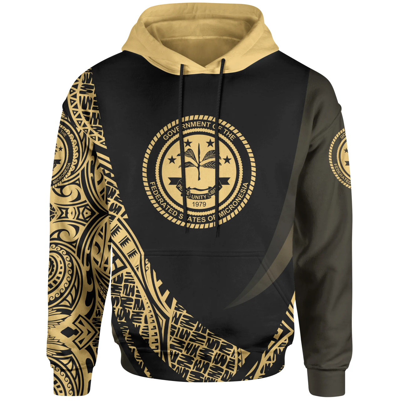 Federated States of Micronesia Hoodie - Gold Polynesian Patterns Sport Style