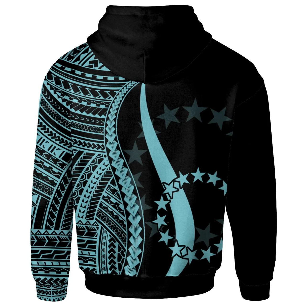 Cook Islands Custom Personalised Hoodie Turquoise - Tentacle Tribal Pattern