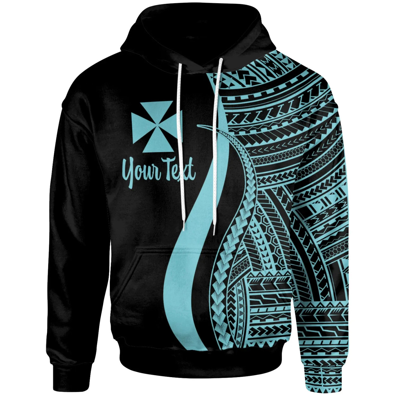 Wallis and Futuna Custom Personalised Hoodie Turquoise - Tentacle Tribal Pattern