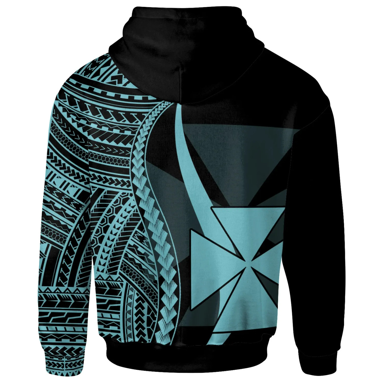 Wallis and Futuna Custom Personalised Hoodie Turquoise - Tentacle Tribal Pattern