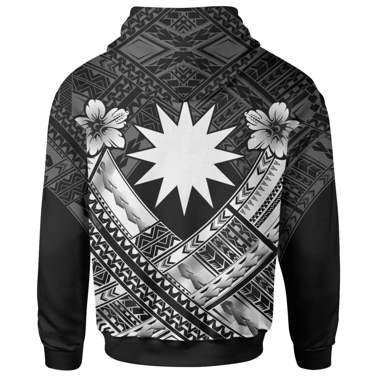 Nauru Polynesian Custom Personalised Hoodie- Nauru White Seal Camisole Hibiscus Style