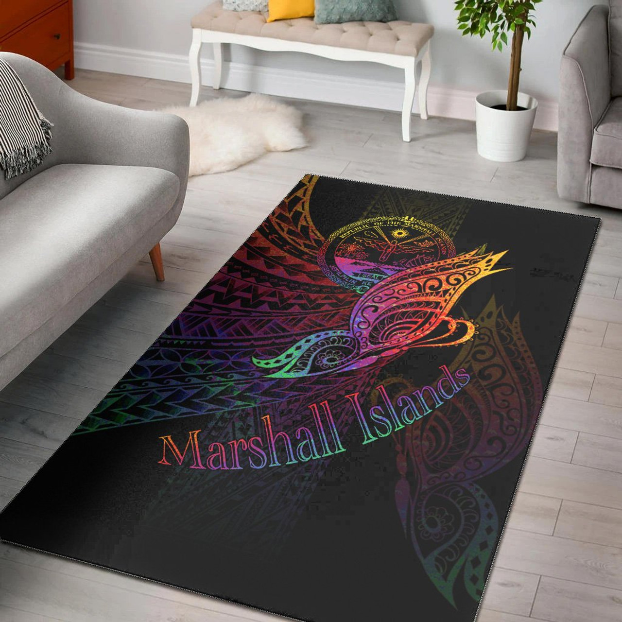 Marshall Islands Area Rug - Butterfly Polynesian Style Polynesian 1