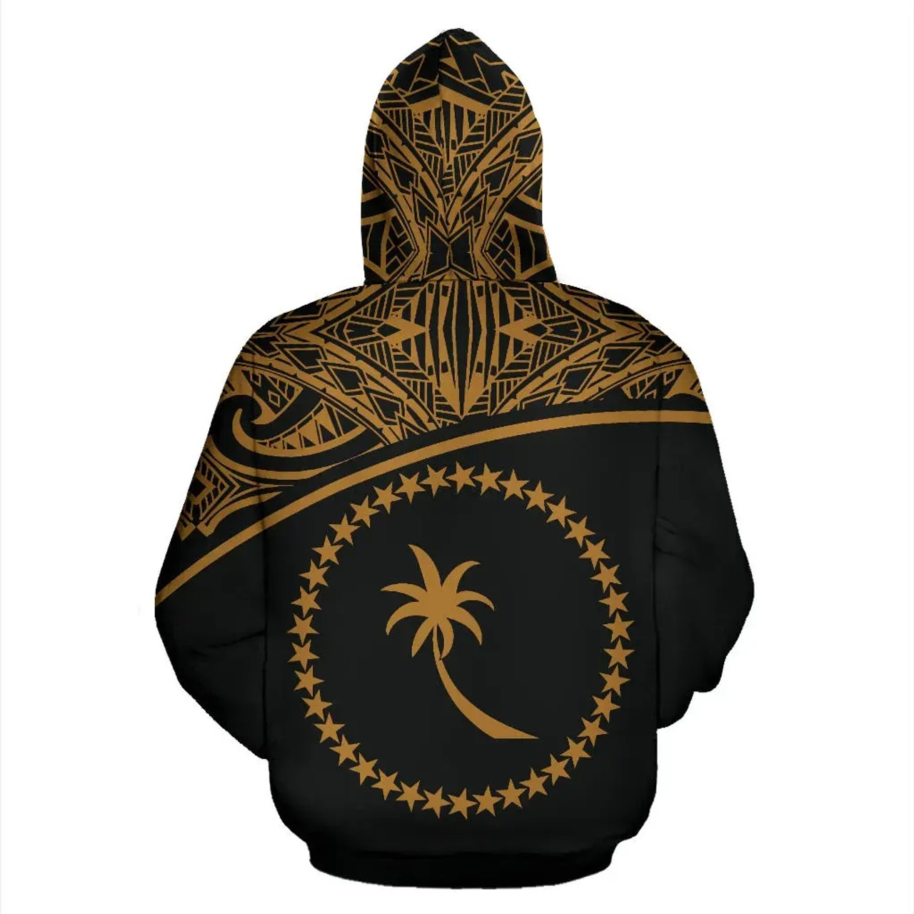 Chuuk All Over Custom Personalised Hoodie - Micronesian Gold Curve
