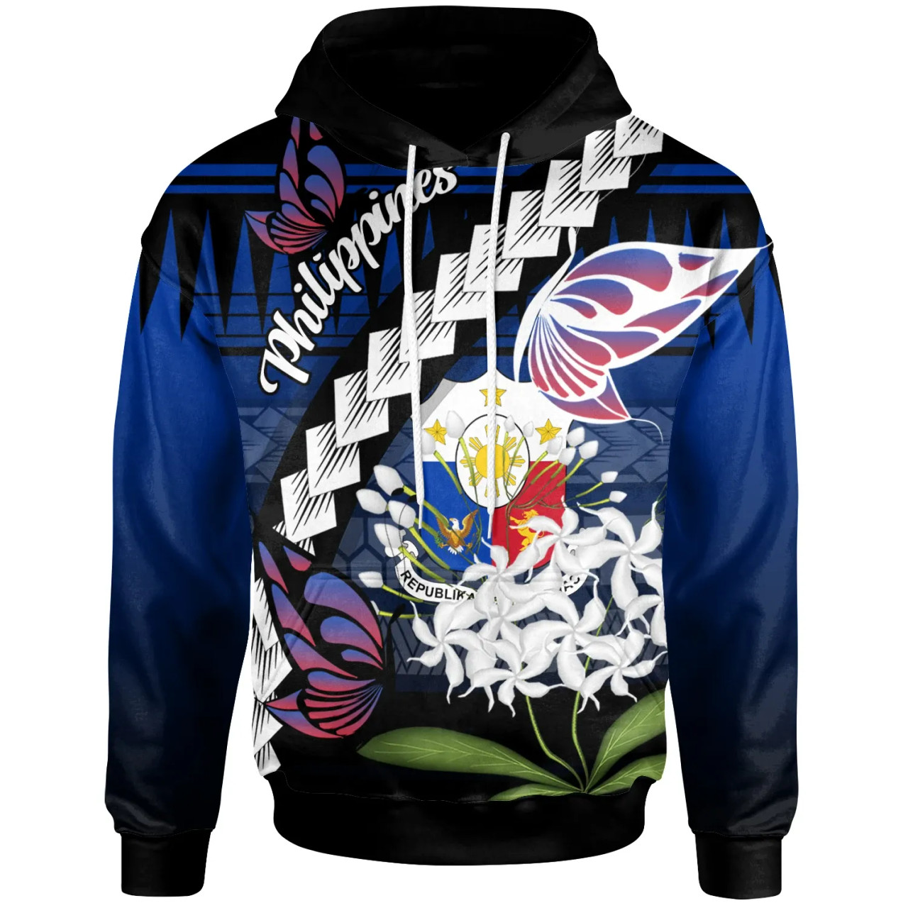 Philippines Hoodie - Butterfly Sampaguita Flower