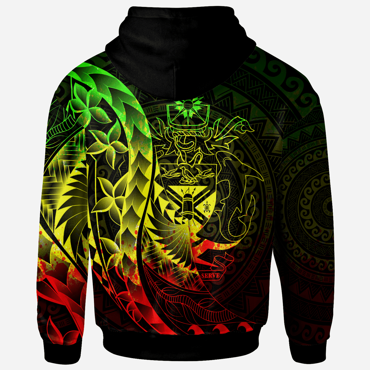 Solomon Islands Hoodie - Custom Personalised Polynesian Pattern Style Reggae Color