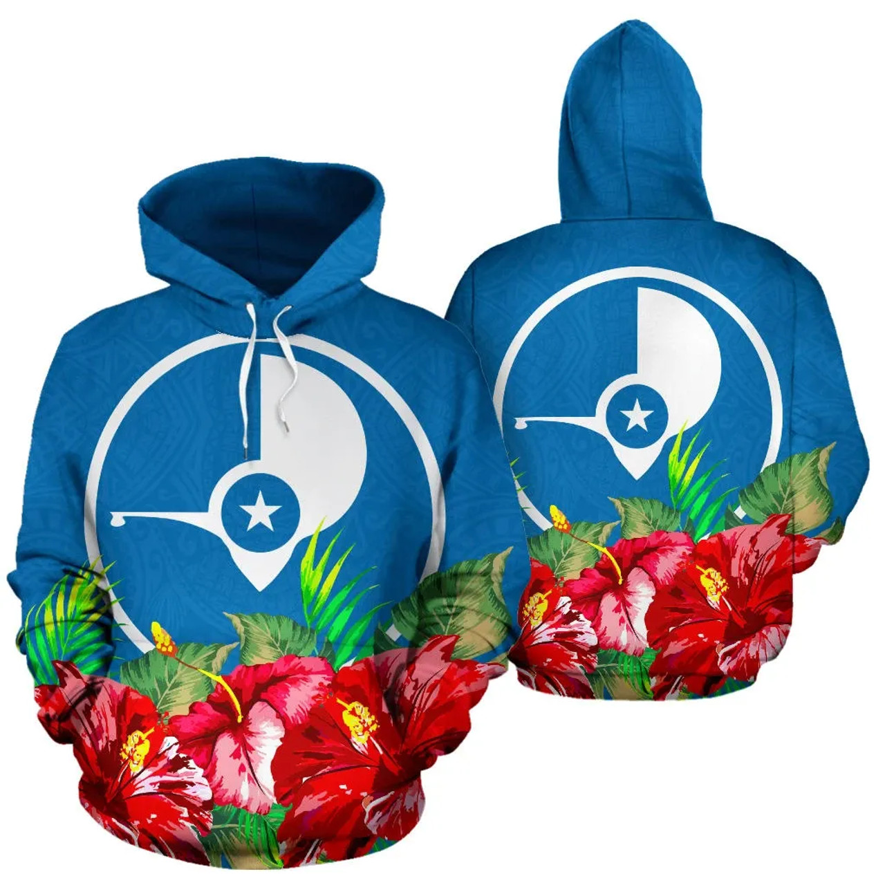 Yap Polynesian Hoodie Flag Hibiscus