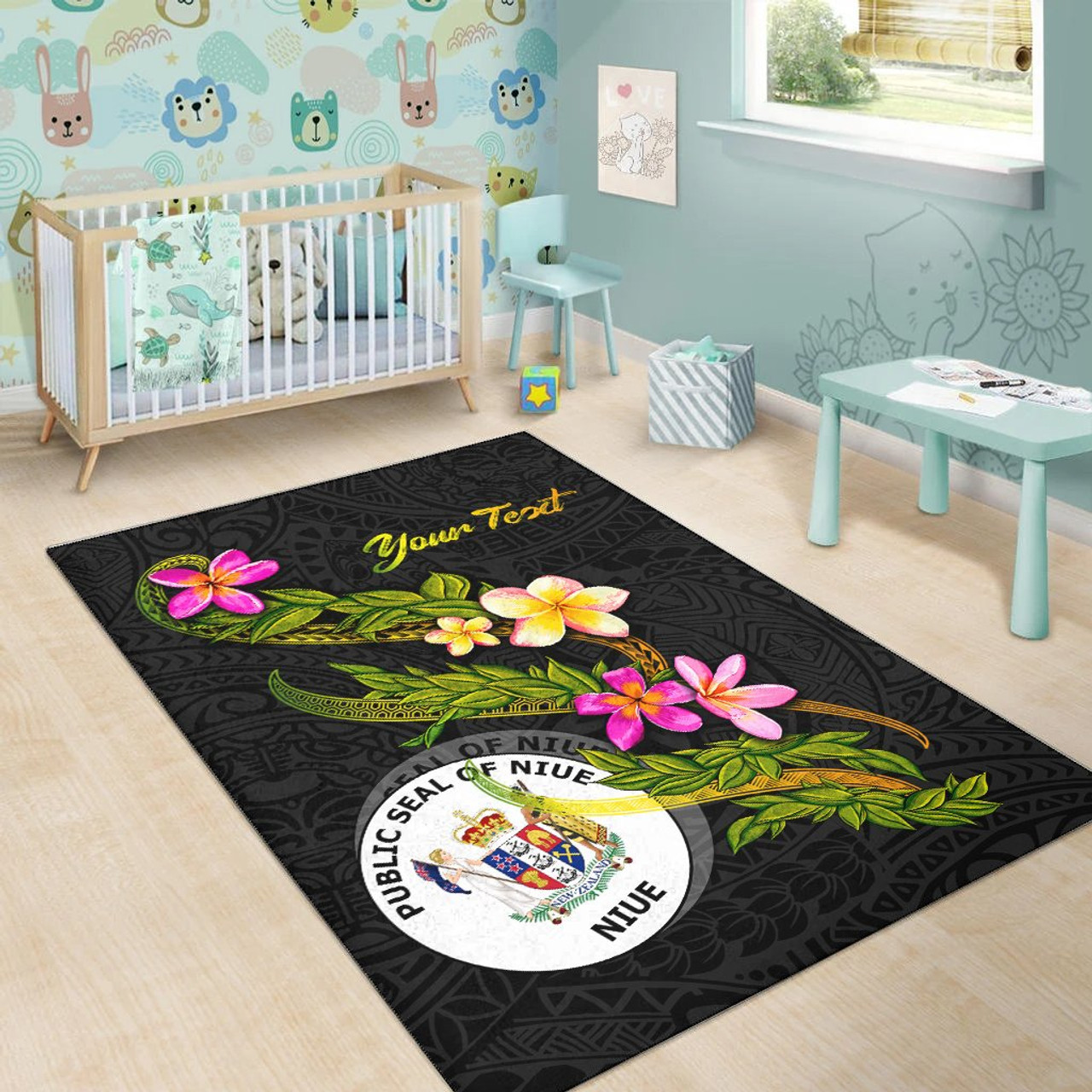 Niue Polynesian Custom Personalised Area Rug - Plumeria Tribal Polynesian 5