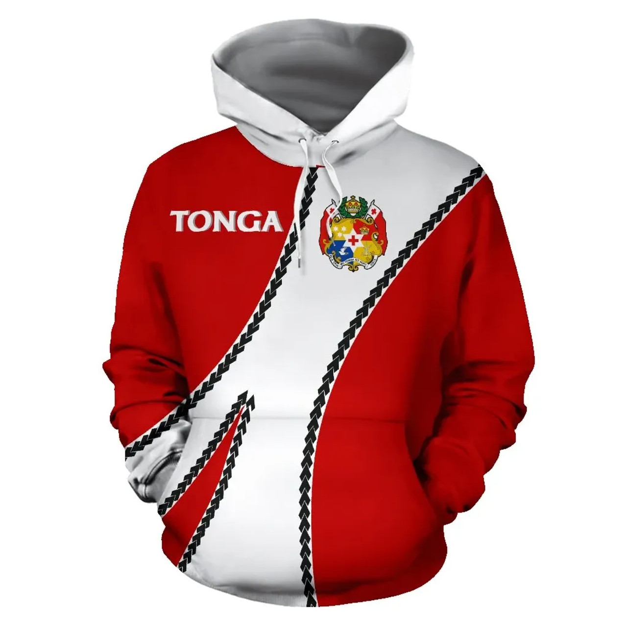 Tonga Hoodie - Tonga Coat Of Arms Sports Style