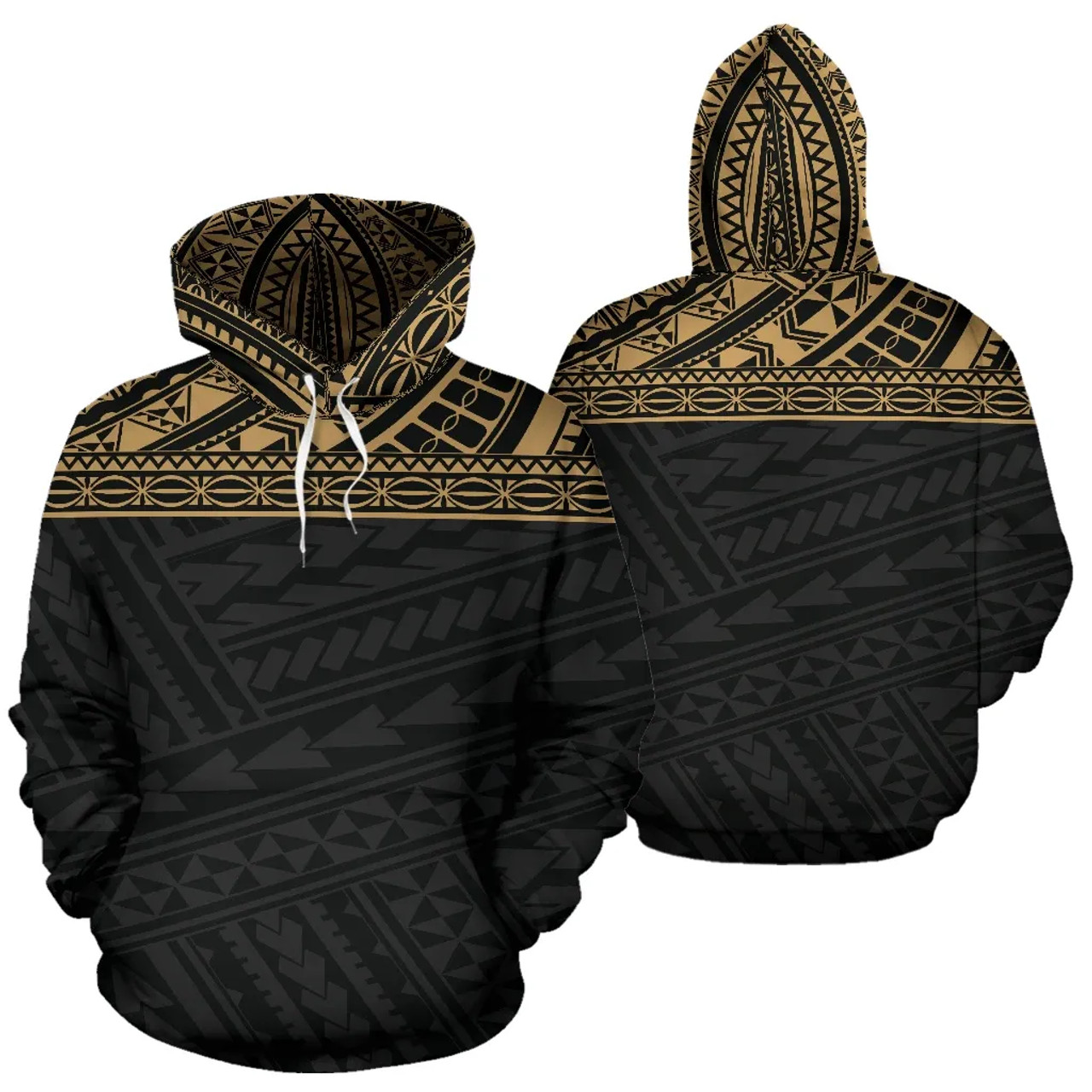 Poly All Over Hoodie - Polynesian Gold Black Version