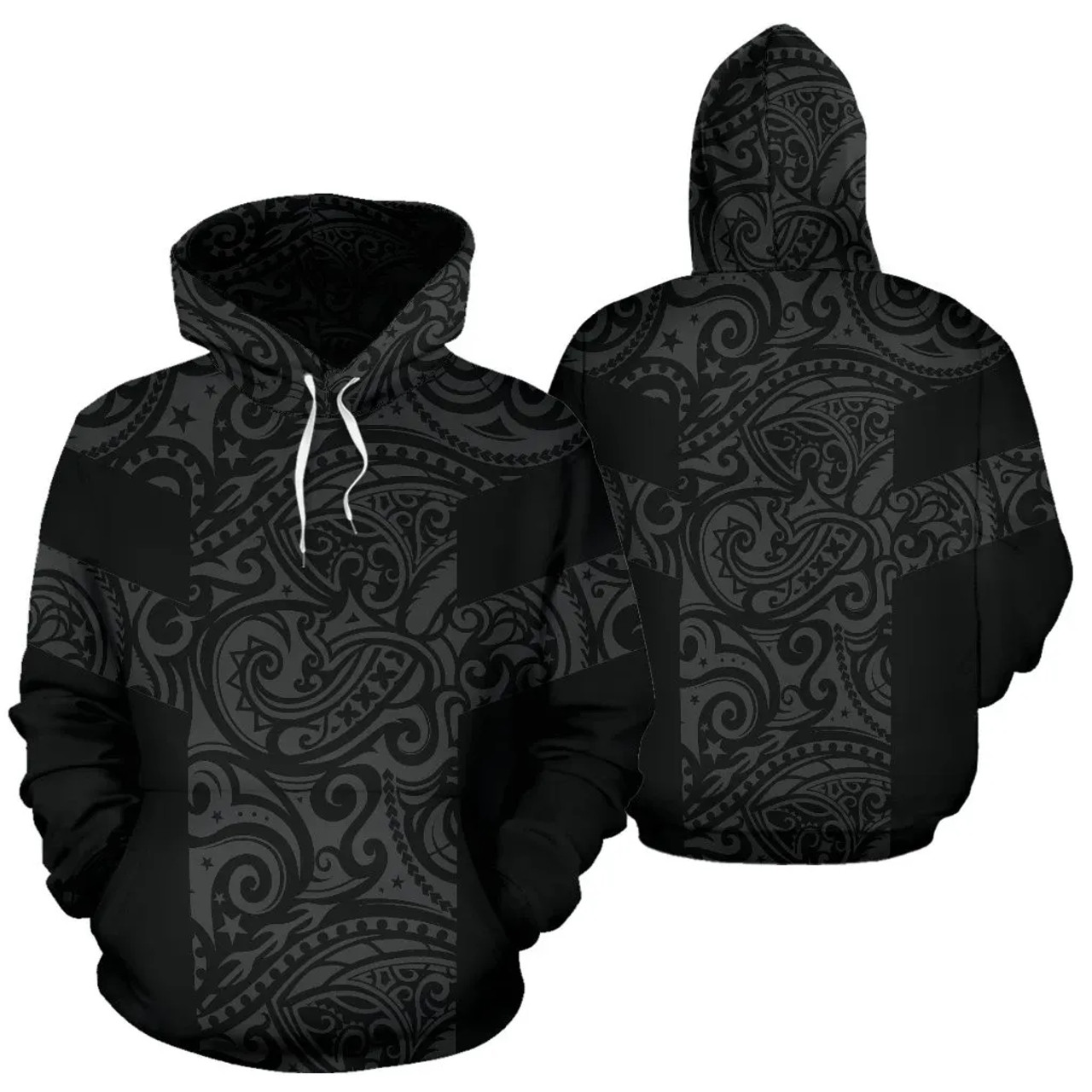 Polynesian Hoodie - Polynesian Tattoo Style Grey