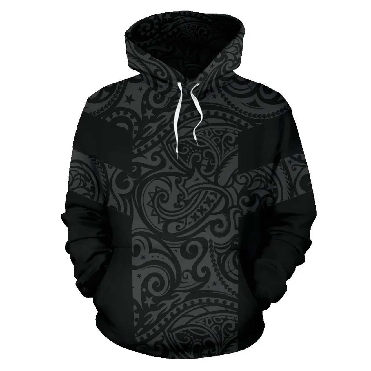 Polynesian Hoodie - Polynesian Tattoo Style Grey