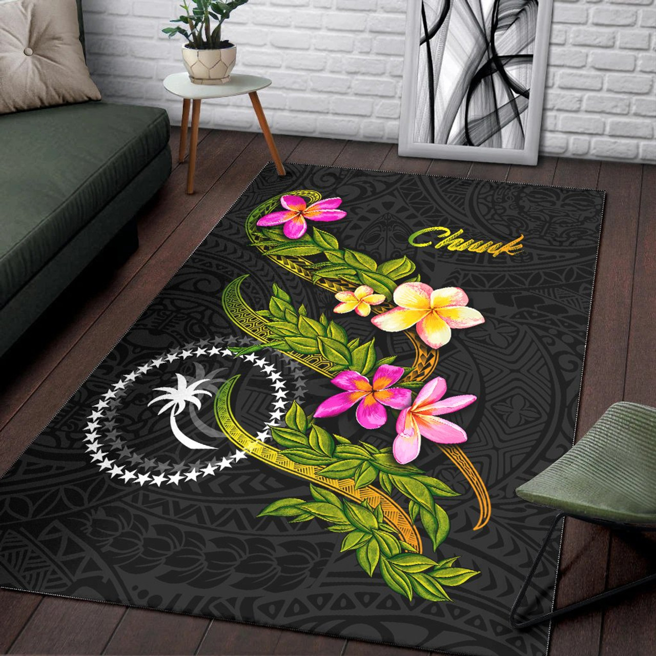 Chuuk Polynesian Area Rug - Plumeria Tribal Polynesian 3