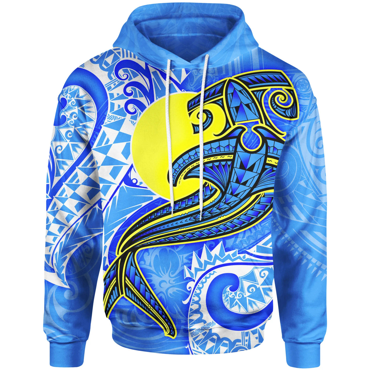 Palau Polynesian Hoodie - Palau Flag with Polynesian Tattoo