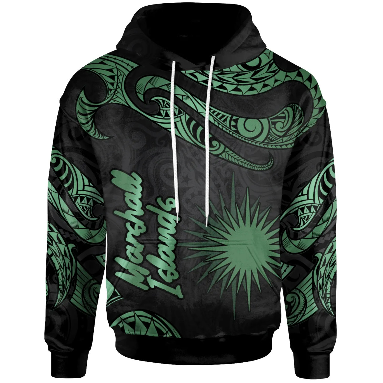 Marshall Islands Polynesian Hoodie - Poly Tattoo Green Version