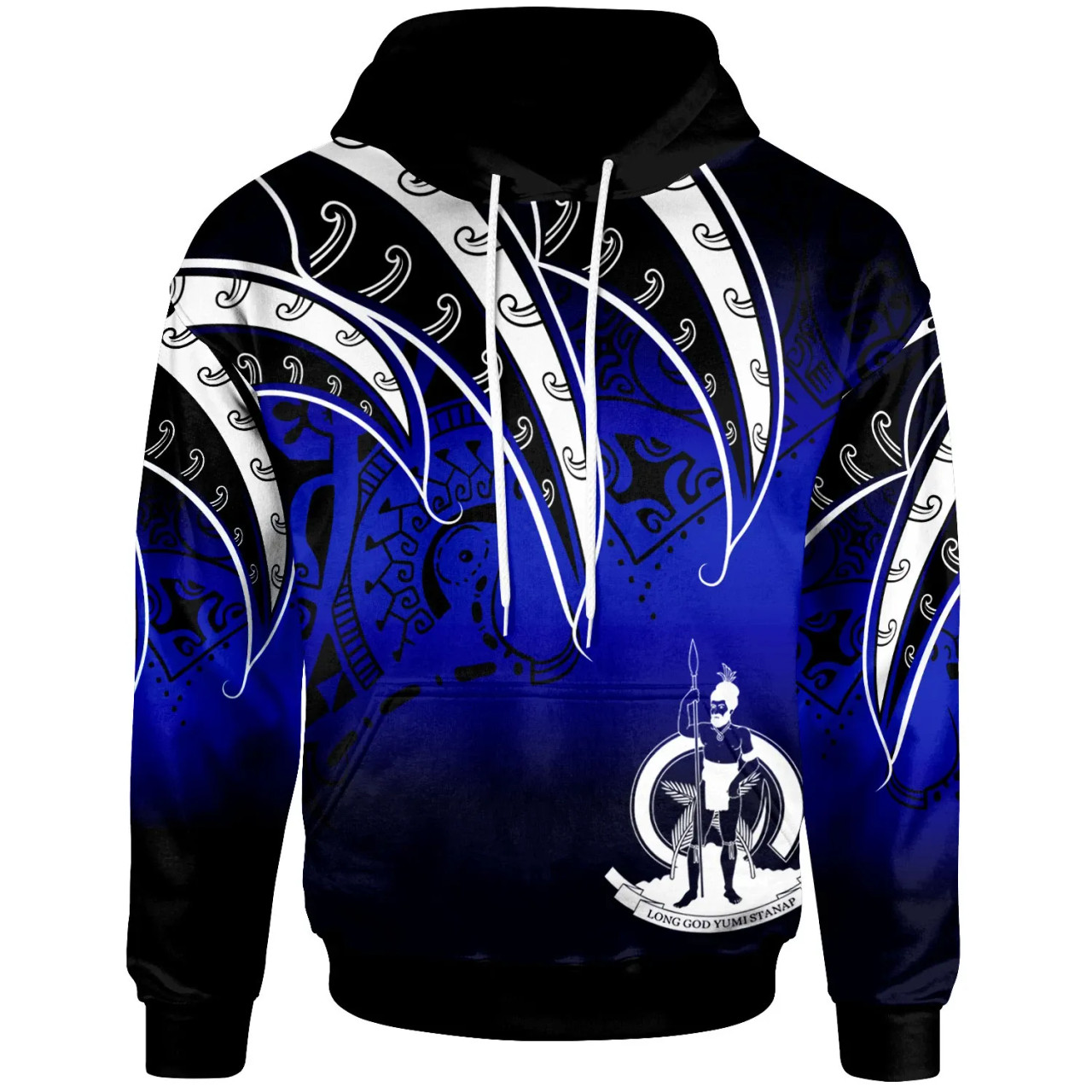 Vanuatu Hoodie - Tropical Leaf Gradient Blue Style