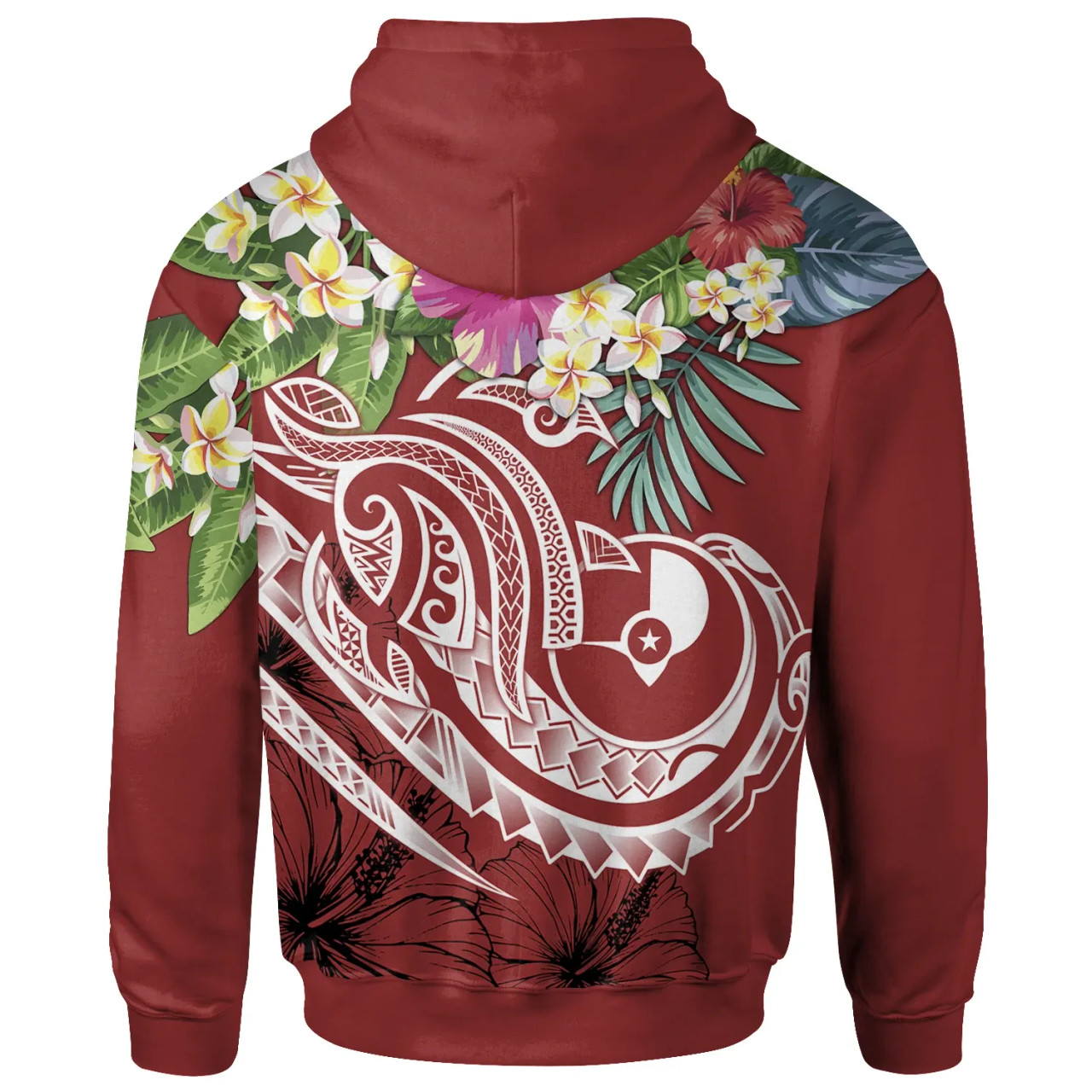 YAP Polynesian Hoodie - Summer Plumeria (Red)