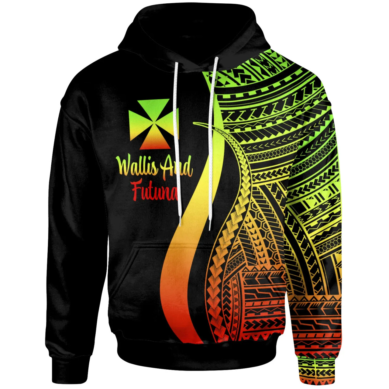 Wallis and Futuna Hoodie Reggae - Tentacle Tribal Pattern