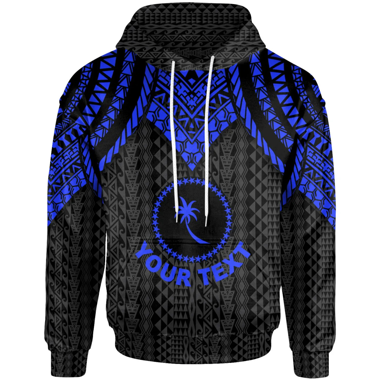 Chuuk Custom Personalised Hoodie - Polynesian Armor Style Blue