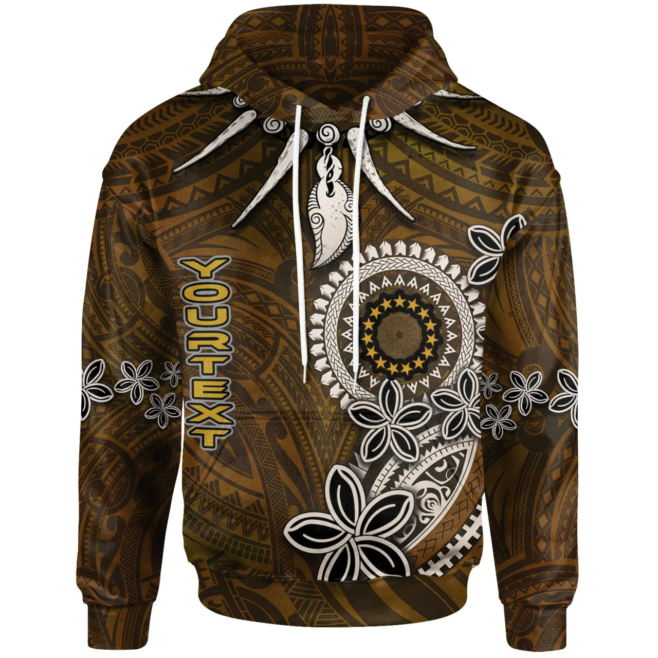 Cook Islands Custom Personalised Hoodie - Polynesian Boar Tusk