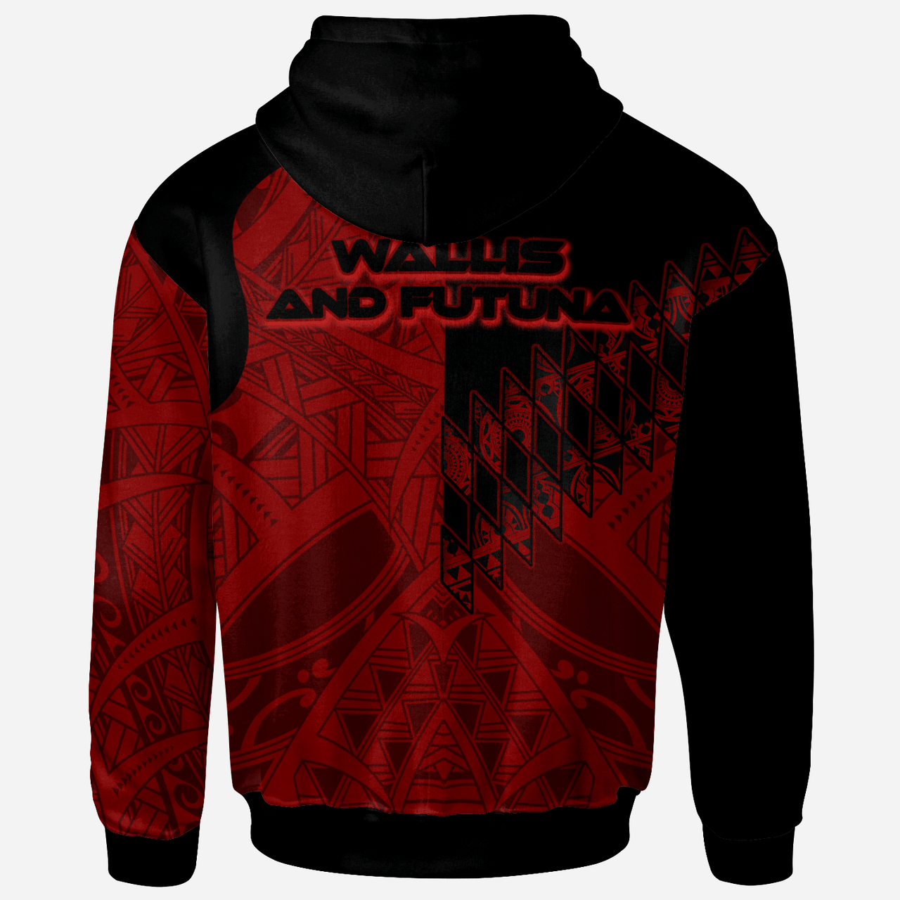 Wallis and Futuna Hoodie - Red Color Symmetry Style