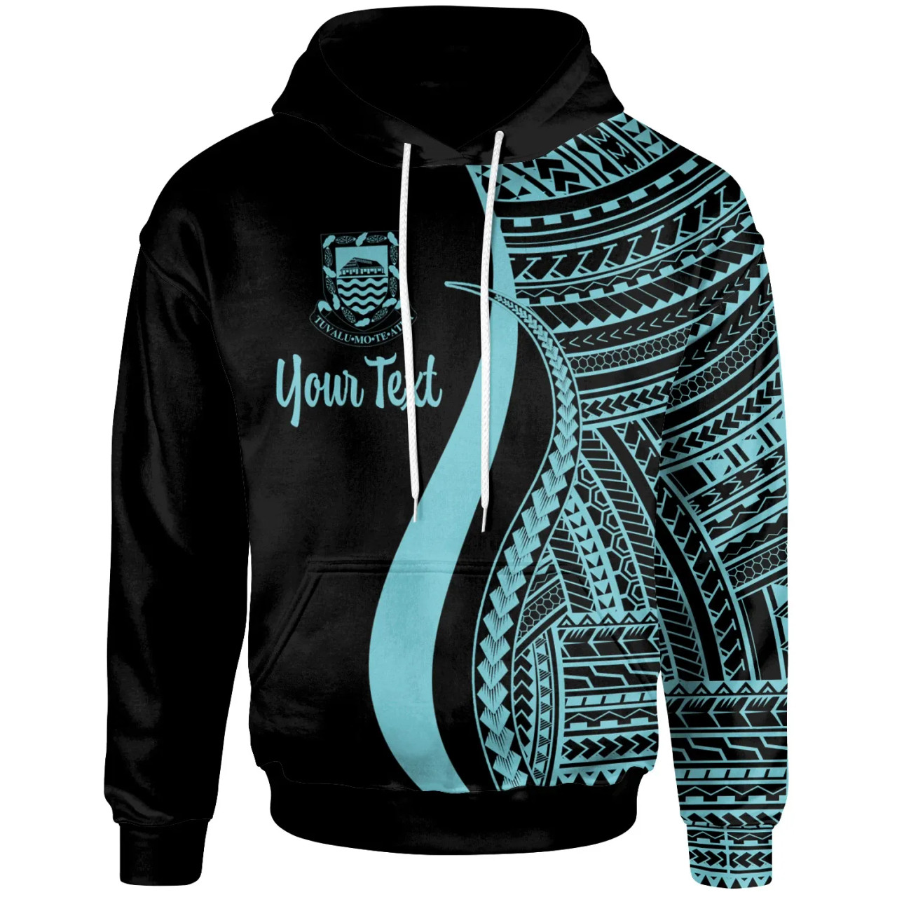 Tuvalu Custom Personalised Hoodie Turquoise - Tentacle Tribal Pattern