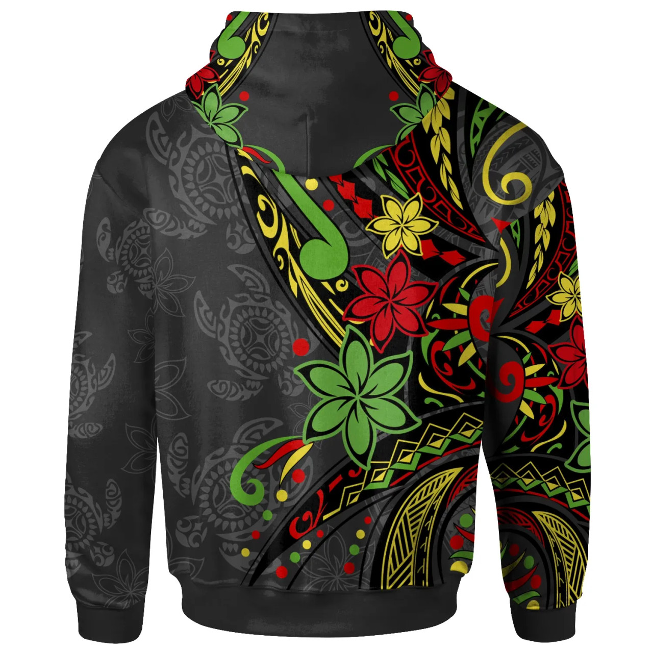 Tuvalu Hoodie - Tribal Flower With Special Turtles